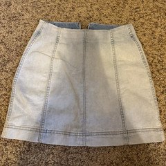 Wild Fable Blue Solid Denim Mini Skirt Short Length Size 00 Zip Zipper