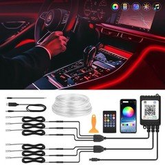 Wireless RGB 6 in 1 LED Car Interior Ambient Lights Strips Kit 16 Million Colors