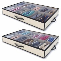 Woffit Under Bed Shoe Storage Organizer Set of 2 Containers, Each Fit 12 Shoes
