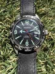 Wolbrook Automatic Men's Wristwatch 41mm 100m Black Dial Date Leather