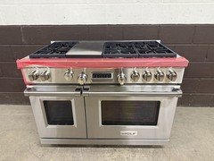 Wolf DF486G - 48" Professional Dual Fuel Range 6 Burners + Griddle SS Knobs