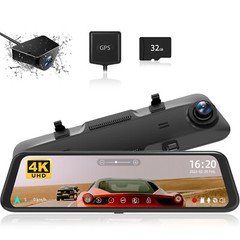 WOLFBOX 4K12'' Free SD Dual Mirror Dash Dash Cam Parking Monitoring  Cameras