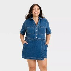 Women Denim Skortalls - Ava & Viv