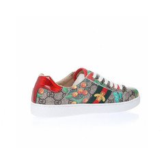 Women Floral Bee Embroidered Sneakers Mismatch Red Green Heel Casual Skate Shoes