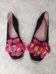 Women pretty ballet flats heels navy suede 38