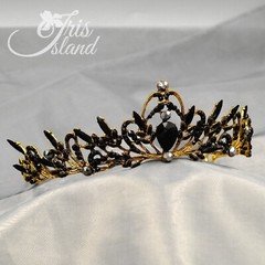 Women Vintage Black Crystal Tiaras Crowns Princess Wedding Party Headband 30049