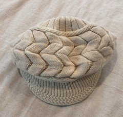 Women's Beige Knit Newsboy Cap Braided Accent Solid One Size Fall Winter