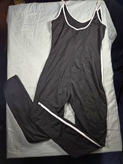Women’s Black Full-Length Dance Unitard Jumpsuit Trim Spaghetti Straps Bodysuit