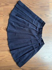 Women's Black Solid Pleated Short Skirt, Size S Regular, Elastic Waist Button