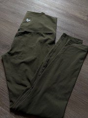Women’s Green Solid Ankle Skinny Leggings M Regular Pull-On Stretch Athleisure