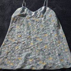 Women's Lite Blue Floral Full Slip Spaghetti Strap, Size M, Yellow White Green