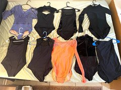 Women’s Lot of 9 Dance Leotards, Multi-Color Solid Lace Nylon Assorted Styles