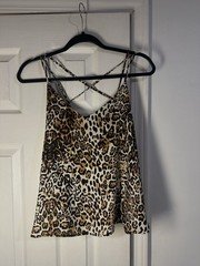 Women’s S Regular Multicolor Animal Print Spaghetti Strap Camisole Cami Top