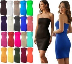 Womens Seamless Strapless Tube Slip Dress Fitted Mini Club Tube Layering Dress