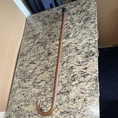 Wood Walking Cane Crook Handle for Adult/Senior, Brown with Black Tip