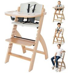 Wooden High Chair: 3-in-1 Convertible Design for 6  to 250 Lbs