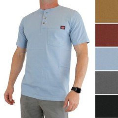 Wrangler Workwear Men's Henley Shirt Short Sleeve, Casual Fit, One Pocket 55179