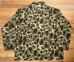 WWII WW2 US ARMY 44R Jacket Men Large Brown Frog Skin Camo HBT Duck USMC