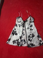 XS Victoria's Secret Open Front Babydoll Nightie Black/White Lingerie Vintage