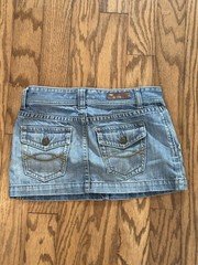 Y2K Abercrombie Skirt Womens 4 Blue Denim Distressed Frayed Micro Mini Low Rise