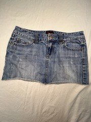 Y2K Aeropostale Denim Mini Skirt Light Wash Distressed Size 7/8 Vintage
