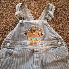 Y2K Scooby-doo Vintage Overalls Kids Size 2T 1990s Cartoon Network