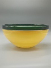 Yellow Green Art Glass Signed Hand Blown Bowl