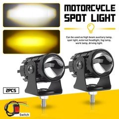 Yellow White LED Work Light Spot Auxiliary Motorcycle Driving Headlight Fog Lamp