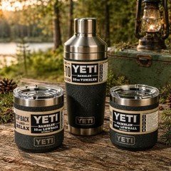 YETI Black Stone Cocktail Shaker Set w/ 2 Lowball Tumblers – Retired Rare Color