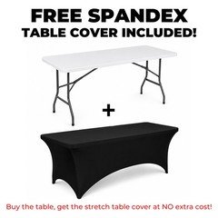 YOPIN 6FT Portable Folding Table - Fold-in-Half Picnic Table w/Handle,On-the-Go