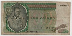ZAIRE 10 ZAIRES 1979 PICK 24 A LOOK SCANS