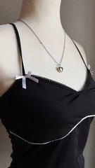 ZARA Black White Solid Adjustable Strap Bow Cami Tank Top Womens L