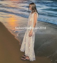 ZARA NEW WOMAN ASYMM. SEMI-SHEER EMBROIDERED FLORAL GEORGETT DRESS 7521/130/712