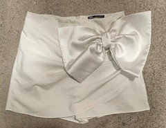 ZARA White Skort Size L Large Satin Bow Detail High Waist Mini Skirt Shorts