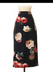 Zara Woman Black Pink Floral Pencil Midi Skirt Women’s Size S