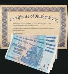 Zimbabwe 100 TRILLION DOLLAR BILL AA/2008 uncirculated 100% CoA genuine