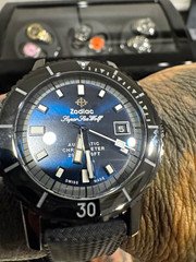 Zodiac Super Sea Wolf Automatic Diver 40mm Blue Dial Black Rubber Strap Box