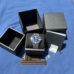 Zodiac Super Sea Wolf Black Dial Automatic Diver 200m Black Bezel w/ Box